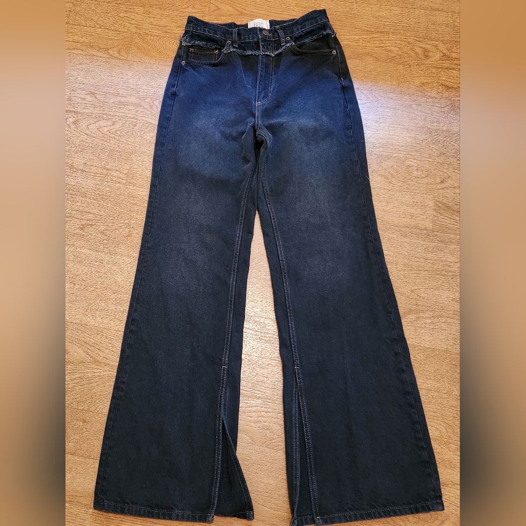 Bdg Black Two-Tone Waist, Flare Wide Leg Jeans, Size 27, New Without Tags